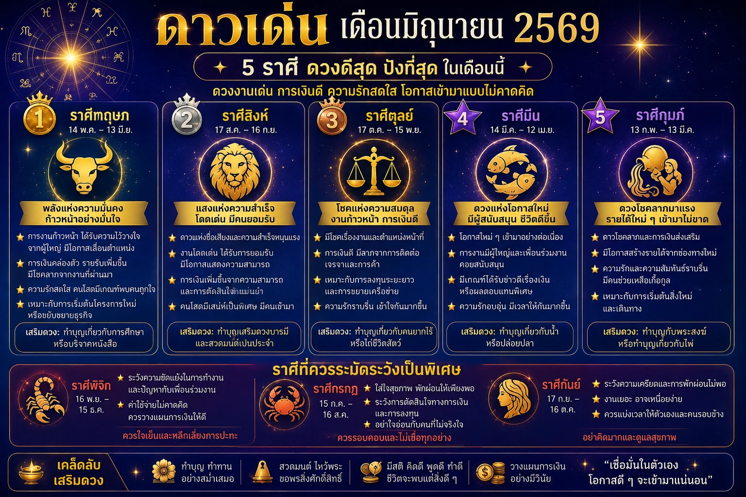 ดาวเด่นเดือนมิถุนายน 2569