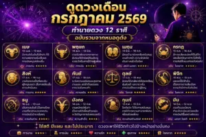 ดูดวงเดือน กรกฏาคม 2569 ทำนายดวง 12 ราศี ฉบับรวมจากหมอดูดัง